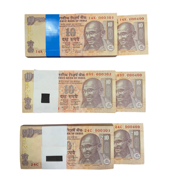 ₹10 Rupee Gandhi Issue Premium TRIO Set | 000301 | 3 Same Serial Number Bundles of 100 Notes | D. Subbarao 2010 | Raghuram Ji Rajan 2013 (Rare) | Y.V. Reddy 2008 (Rare)