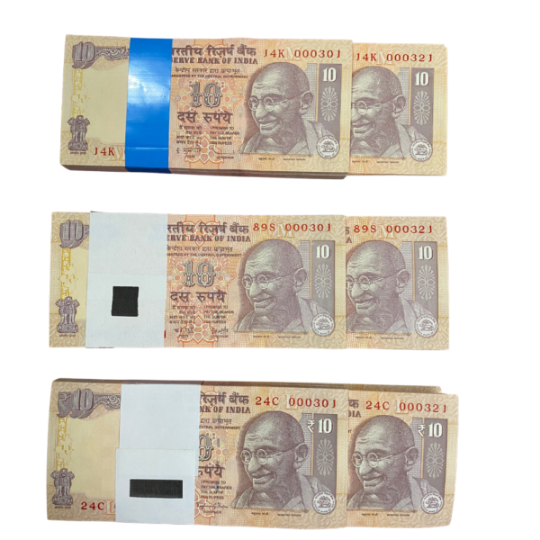 ₹10 Rupee Gandhi Issue Premium TRIO Set | 000301 | 3 Same Serial Number Bundles of 100 Notes | D. Subbarao 2010 | Raghuram Ji Rajan 2013 (Rare) | Y.V. Reddy 2008 (Rare)