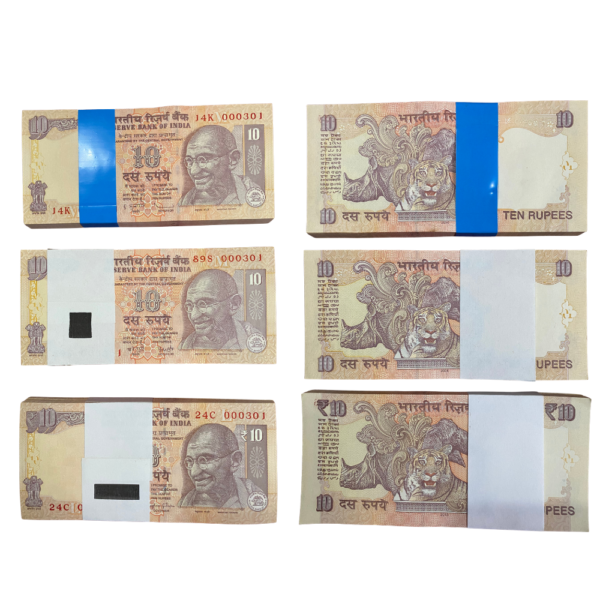 ₹10 Rupee Gandhi Issue Premium TRIO Set | 000301 | 3 Same Serial Number Bundles of 100 Notes | D. Subbarao 2010 | Raghuram Ji Rajan 2013 (Rare) | Y.V. Reddy 2008 (Rare)