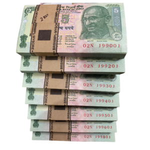 Untitled (1000 x 1000 px) (47) ₹5 Rupee Bundle Set | Extremely Rare 1st Issue | 7 Bundles from same Rim | Without Year | Super Milky White | Many Fancy and Semi-Fancy Notes | Vimal Jalan Signature