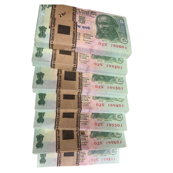 Untitled (1000 x 1000 px) (49) ₹5 Rupee Bundle Set | Extremely Rare 1st Issue | 7 Bundles from same Rim | Without Year | Super Milky White | Many Fancy and Semi-Fancy Notes | Vimal Jalan Signature