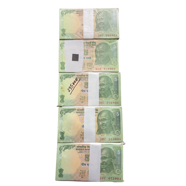 ₹5 Rupee Gandhi Issue 5 Bundles Set | All ending 901 | Last Note of Every Packet has Serial No XYZ000 | Same Signature- D Subbarao