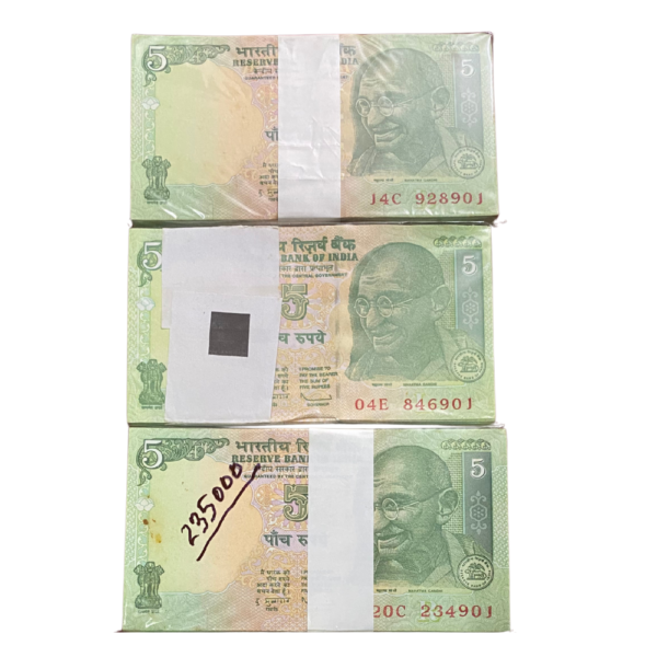 ₹5 Rupee Gandhi Issue 5 Bundles Set | All ending 901 | Last Note of Every Packet has Serial No XYZ000 | Same Signature- D Subbarao
