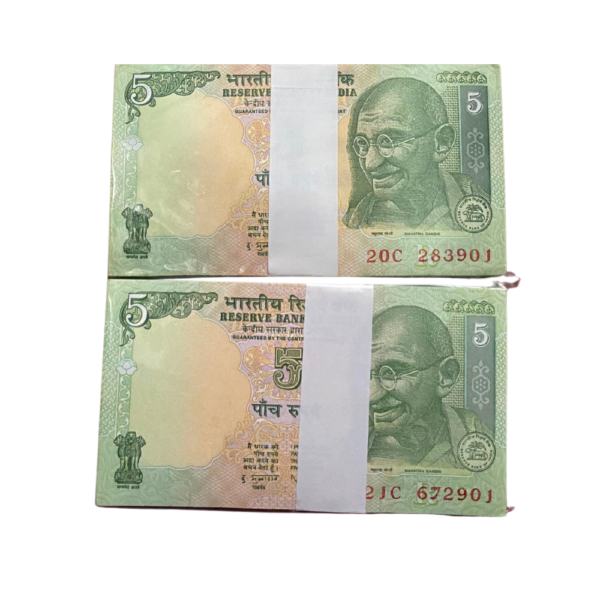 ₹5 Rupee Gandhi Issue 5 Bundles Set | All ending 901 | Last Note of Every Packet has Serial No XYZ000 | Same Signature- D Subbarao