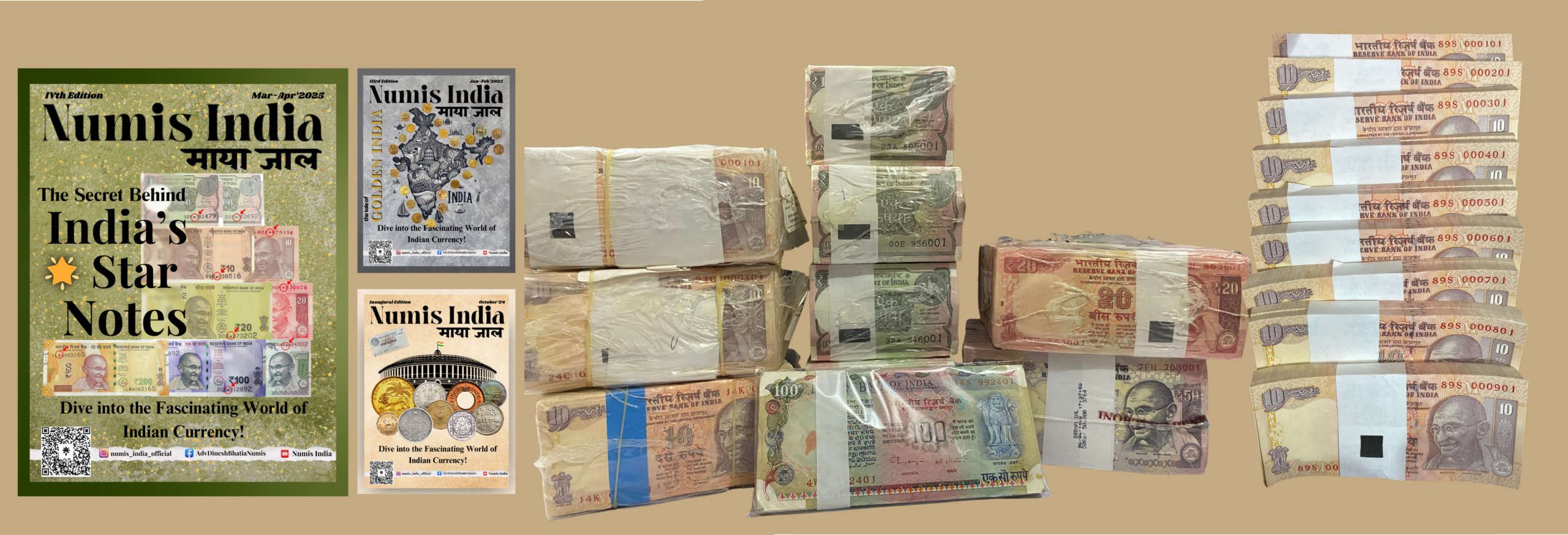 Untitled design (8) ₹10 Rupee Gandhi Issue Premium TRIO Set | 000301 | 3 Same Serial Number Bundles of 100 Notes | D. Subbarao 2010 | Raghuram Ji Rajan 2013 (Rare) | Y.V. Reddy 2008 (Rare)