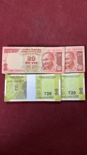 WhatsApp Image 2026-01-16 at 4.44.58 PM ₹20 Rupee Pair Bundle Set | Old & New Issues | 000301 Start | 000333 Tripling Pair | 100 Serial Pair Notes
