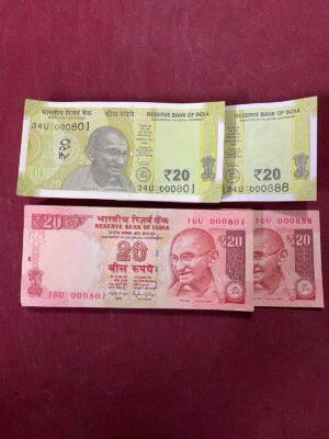 ₹20 Rupee Pair Bundle Set | Old & New Issues | 000801 Start | 000888 Tripling Pair | 100 Serial Pair Notes