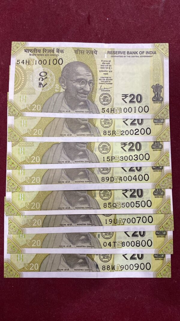 ₹20 Rupee Fancy Set of 9 Notes | 100100–900900 | Collectible