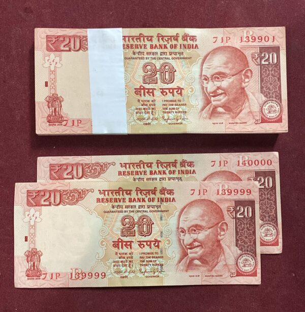 WhatsApp Image 2026-02-21 at 12.38.03 AM ₹20 Rupee Gandhi Issue | Semi-Fancy Ending Number | 139901 | Includes 139999 & 140000 | Collectible