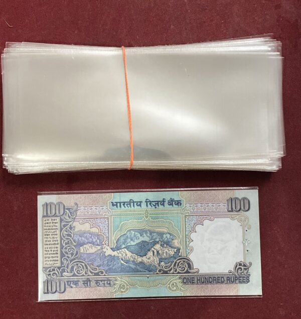 Large Size Note Sleeves | Suitable for Old ₹1000, ₹500, ₹100 & ₹50 Notes | 100 Pcs Pack | Preserve at Nominal Cost
