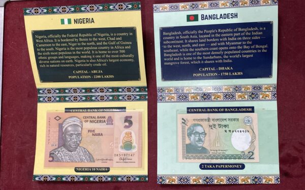 WhatsApp Image 2026-03-10 at 1.35.06 PM Set of 6 Foreign Currency Note Cards | Nigeria, Bangladesh, Cambodia, Congo, Malawi, China | World Banknotes Collectible
