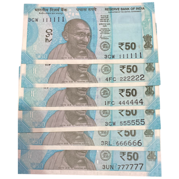 Untitled (1000 x 1000 px) - 2026-04-10T144818.091 ₹50 Rupee Solid Fancy Number Set | Set of 6 Notes (Without 333333) | Premium Indian Currency Collectible