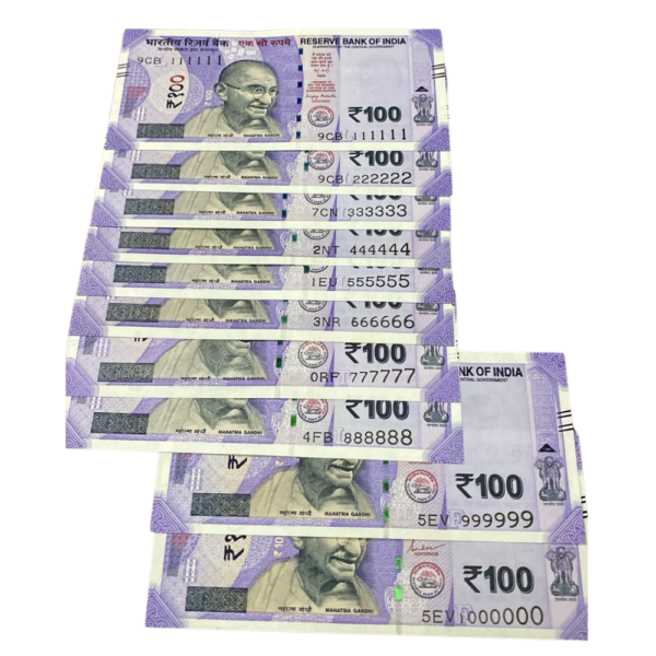 ₹100 Rupee Ultimate Complete Set | 9/10 Pair Set | Includes 7 Digit One Million Serial Note | Premium Collectible