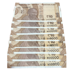 ₹10 Rupee Lakha Number Set | 200000–900000 | Set of 8 Notes | Fancy Serial Indian Currency