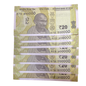 Untitled (1000 x 1000 px) - 2026-05-01T012917.765 ₹20 Rupee Lakha Number Set of 7 Notes | Same Prefix A (6 Notes) | Collectible | Condition as per Scan