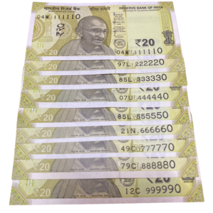 ₹20 Rupee Beautiful Semi-Fancy Set | 111110–999990 | Gem UNC