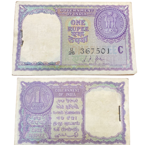 ₹1 Rupee Big Coin 1957 UNC Serial Packet 367501 | Vintage Indian Currency Collectible | Condition as per Scan
